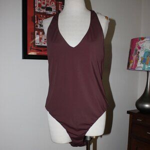 Andie Swim NWT $118 Barbados One Piece Swimsuit XL Cacao Halter V Front